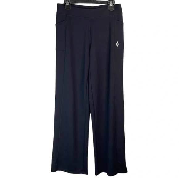 Skechers Restful High Waist Wide Straight Leg Pants Pockets Midnight Blue M - Picture 12 of 12